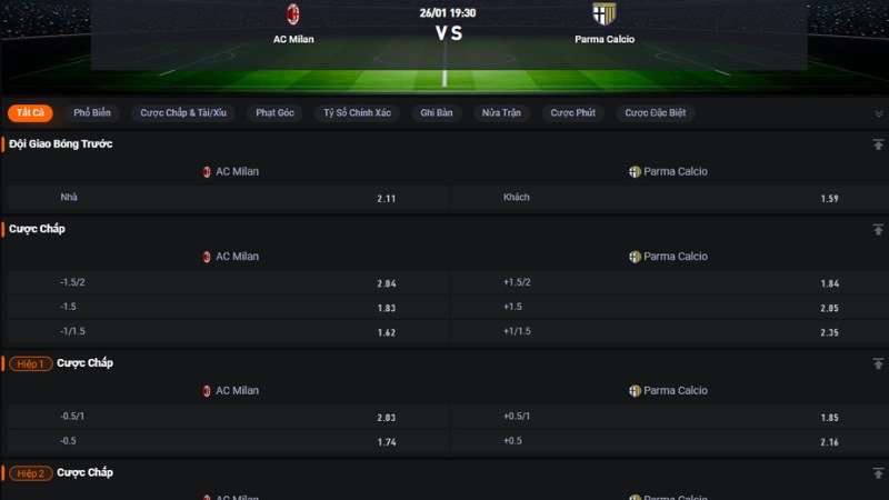 AC Milan vs Parma
