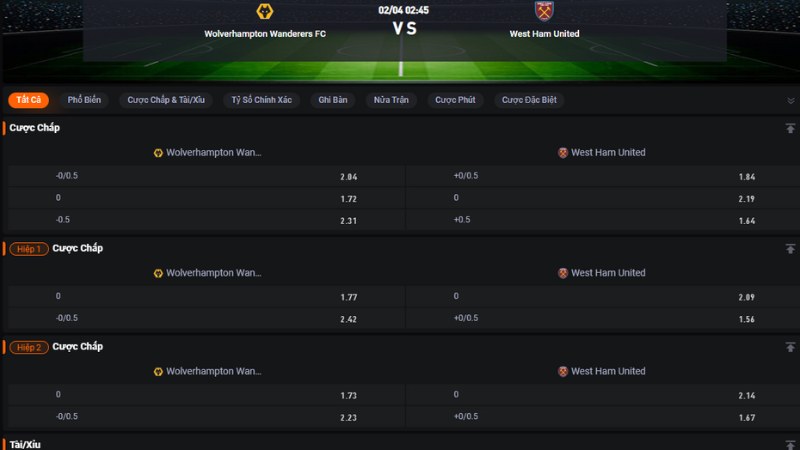 Wolves vs West Ham