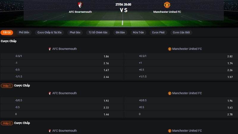 Bournemouth vs MU